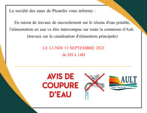 Lire la suite à propos de l’article COUPURE SUR LE RÉSEAU D’EAU POTABLE SUR TOUTE LA COMMUNE LE LUNDI 13 SEPTEMBRE