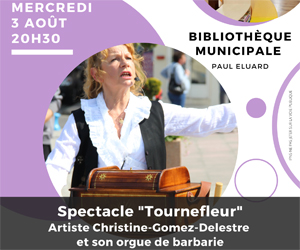 Lire la suite à propos de l’article BIBLIOTHÈQUE : SPECTACLE « TOURNEFLEUR » LE 3 AOUT 20H30