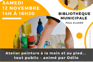 Lire la suite à propos de l’article BIBLIOTHÈQUE : ATELIER PEINTURE A LA MAIN ET AU PIED