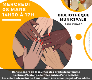 BIBLIOTHÈQUE : MERCREDI 8 MARS DE 14H30 A 17H