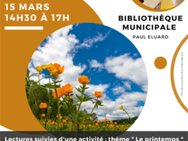 BIBLIOTHÈQUE : MERCREDI 15 MARS DE 14H30 A 17H – LECTURES