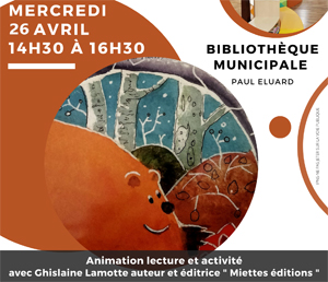 BIBLIOTHÈQUE : MERCREDI 26 AVRIL LECTURES « MIETTES EDITIONS »