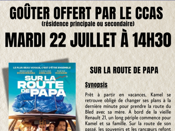 CINÉ + GOUTER POUR LES AINÉS AULTOIS LE MARDI 22 JUILLET 2025