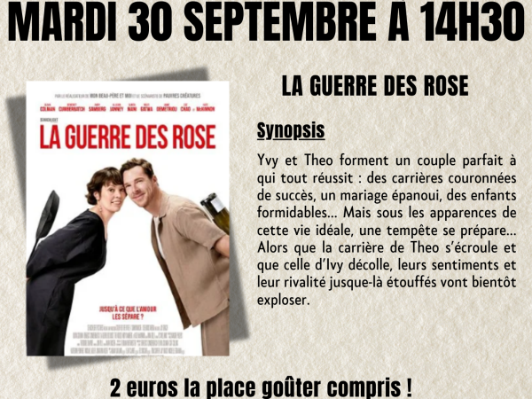 CINÉ + GOUTER POUR LES AINÉS AULTOIS LE MARDI 30 SEPTEMBRE 2025