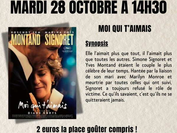 CINÉ + GOUTER POUR LES AINÉS AULTOIS LE MARDI 28 OCTOBRE 2025