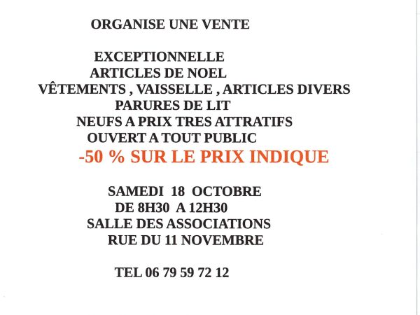 SOLIDARITÉ CÔTE PICARDE – VENTE EXCEPTIONNELLE LE SAMEDI 18 OCTOBRE 2025