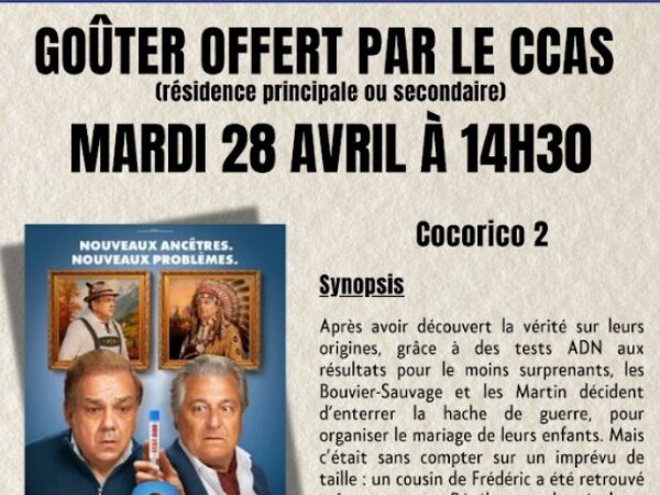 CINÉ + GOUTER POUR LES AINÉS AULTOIS LE MARDI 28 AVRIL 2026
