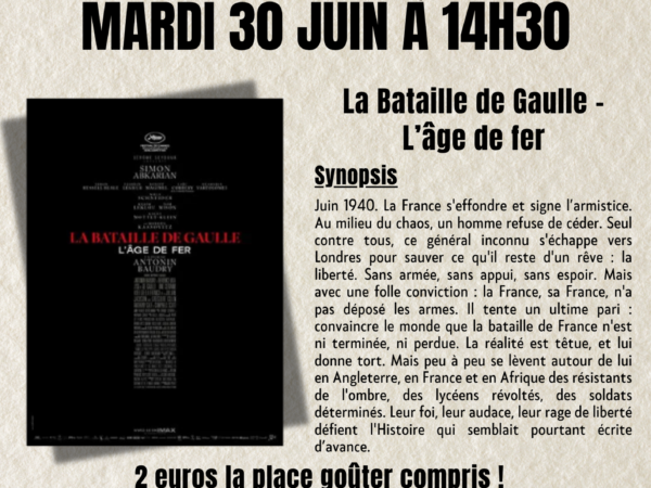 CINÉ + GOUTER POUR LES AINÉS AULTOIS LE MARDI 30 JUIN 2026