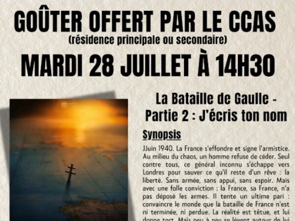 CINÉ + GOUTER POUR LES AINÉS AULTOIS LE MARDI 28 JUILLET 2026