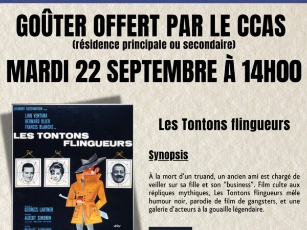 CINÉ + GOUTER POUR LES AINÉS AULTOIS LE MARDI 22 SEPTEMBRE 2026